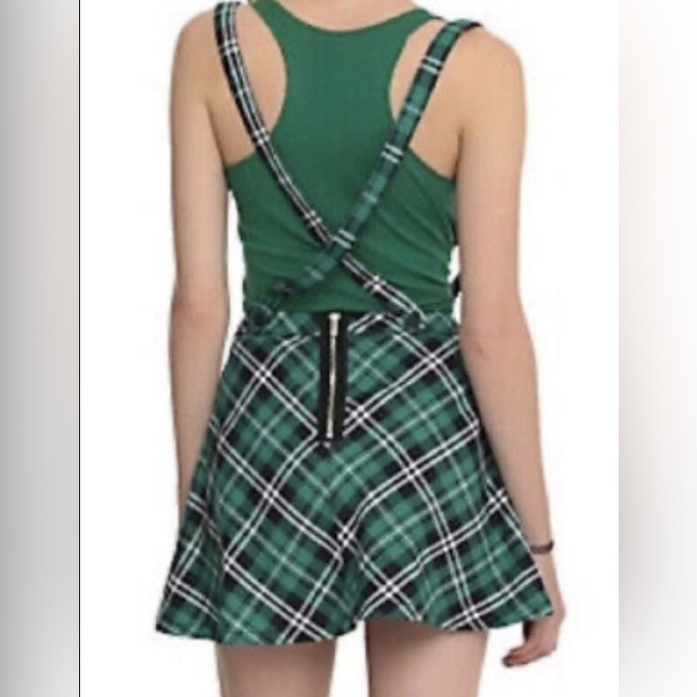 Royal Bones Green and Black Plaid Mini Jumper Skirt Zip Up Size Small - Picture 2 of 13